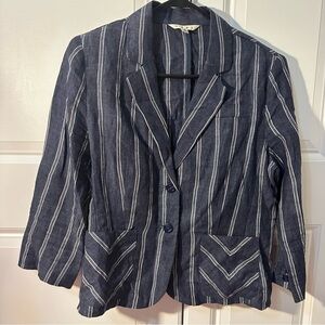Cabi 100% linen nautical buttons striped women’s size 8 business casual blazer